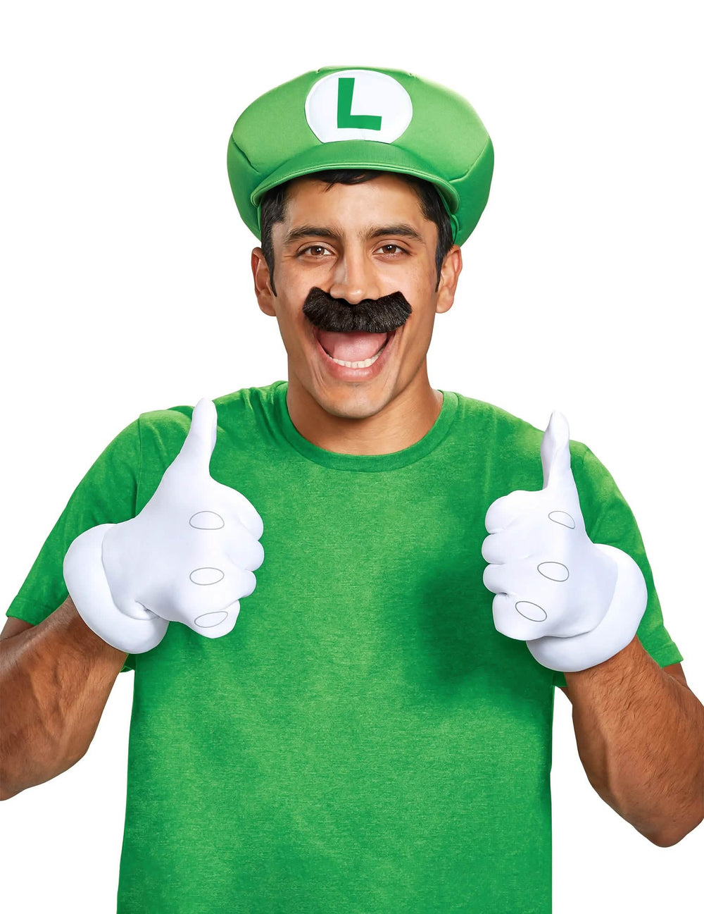 Conjunto de acessórios Luigi™ para adulto verde e branco com boné, bigode e luvas