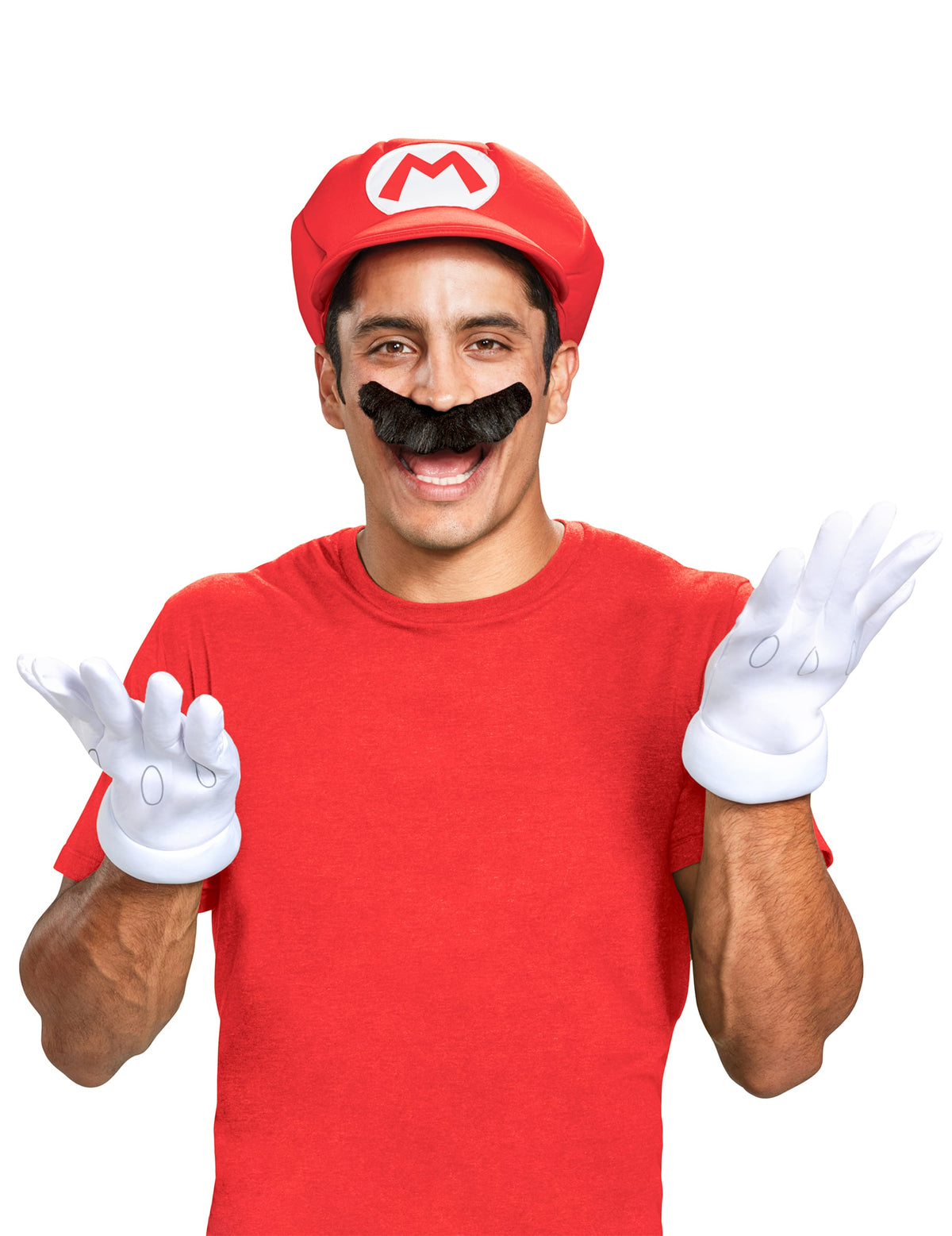 Vue de face de la casquette et des gants du Set accessoires Mario™