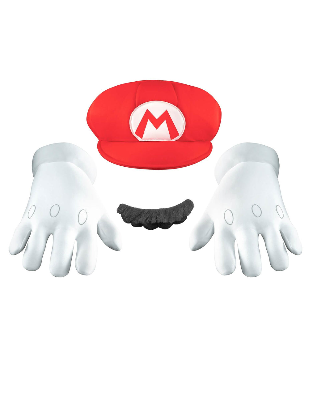 Conjunto de acessórios Mario para criança vermelho e branco com bigode preto
