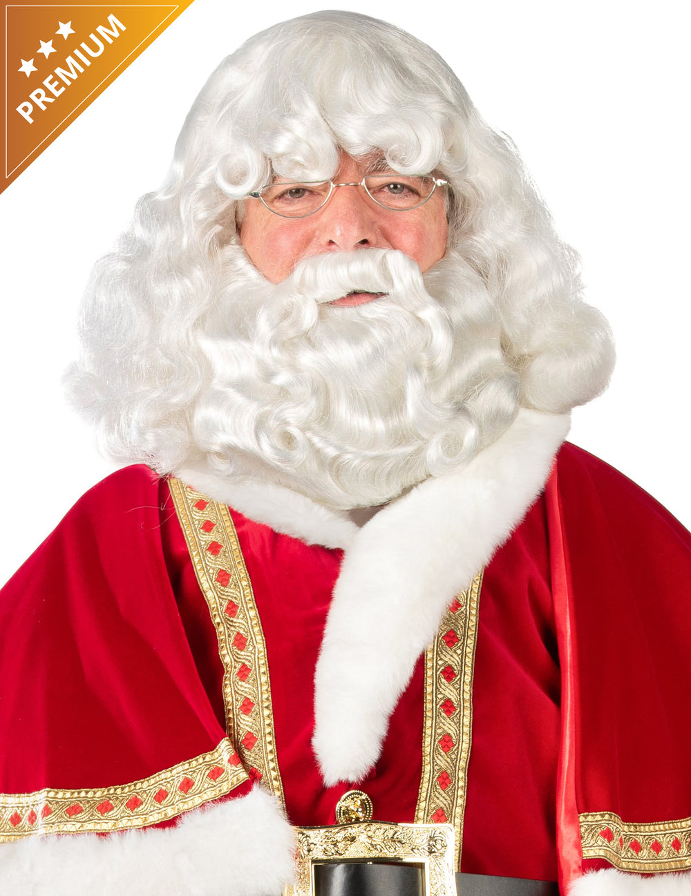 Set barbe et perruque Père Noël Laponie Luxe pour adulte blanc
