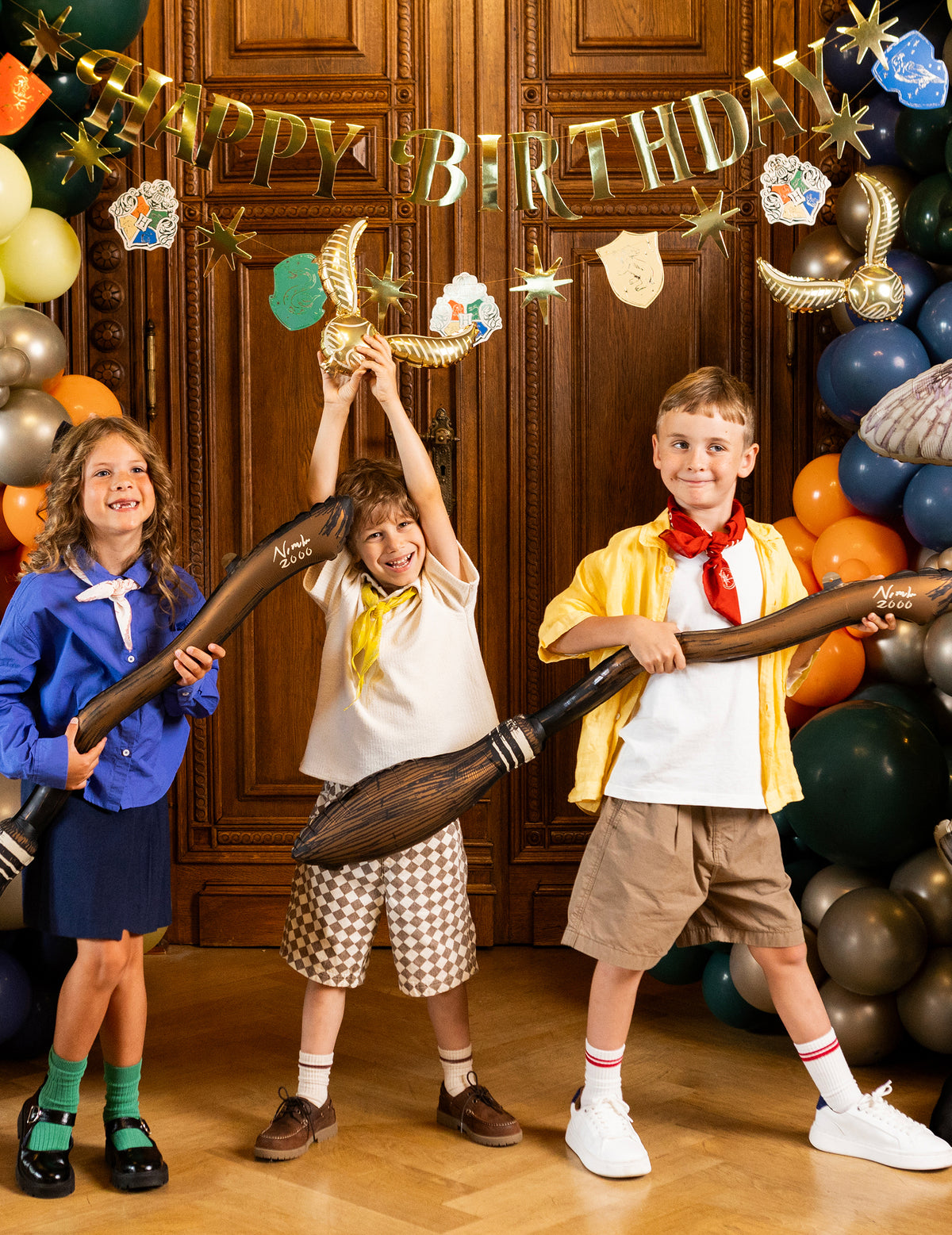 Conjunto de 2 balões de alumínio Harry Potter™ Vassoura e Pomo de Ouro