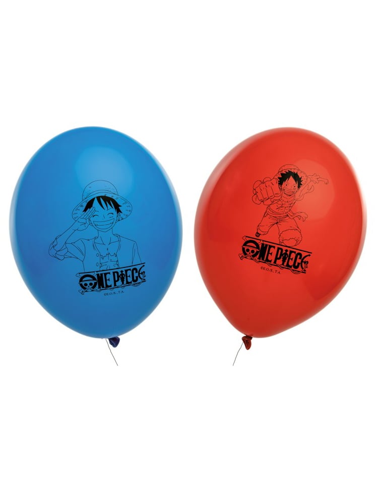 Ballons en latex One Piece pour anniversaire rouges et bleus avec motif Luffy