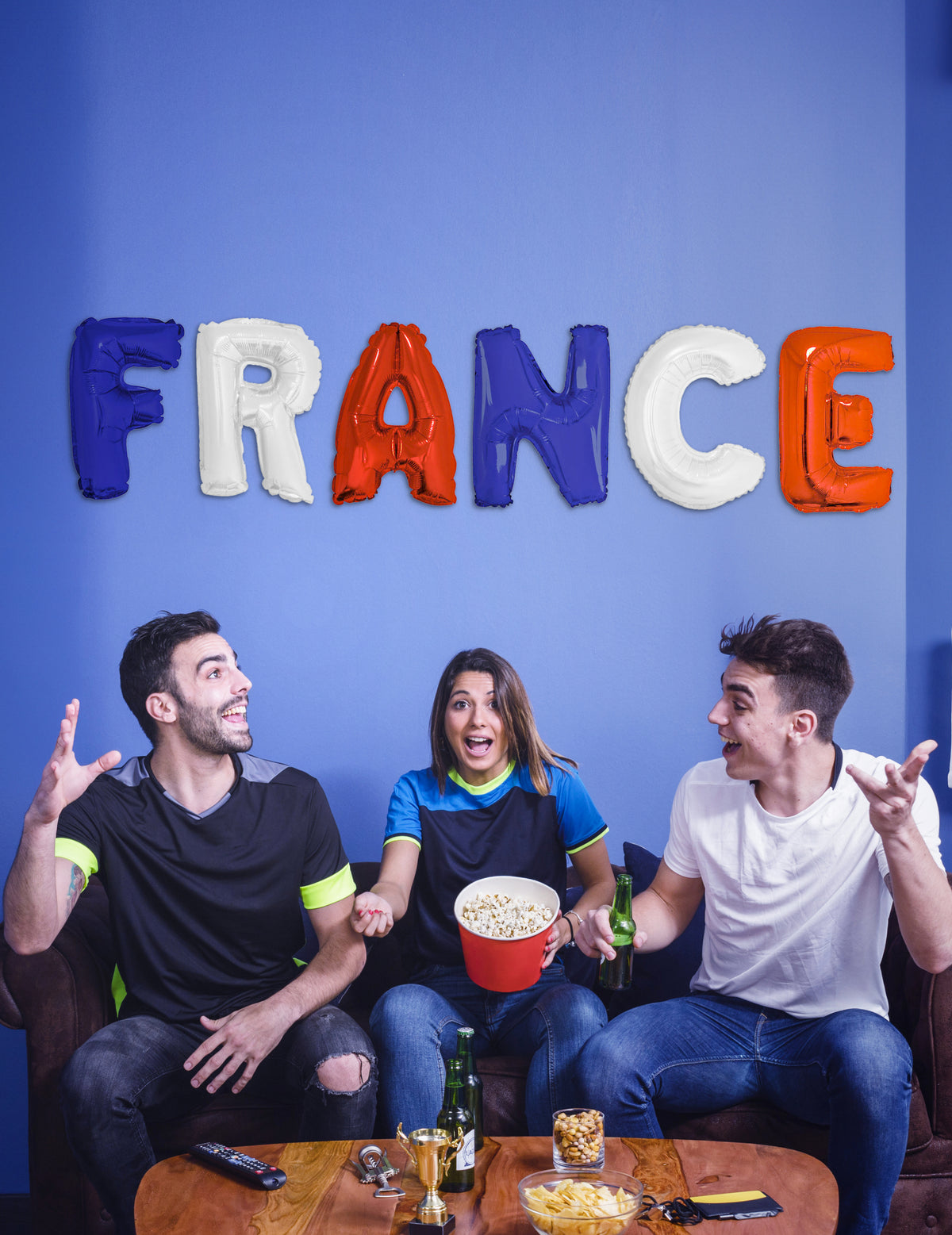 Mise en situation du set de ballon France bleu blanc rouge