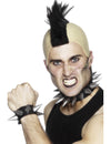 Set punk pour adulte avec crête noire et accessoires à pointes argentées