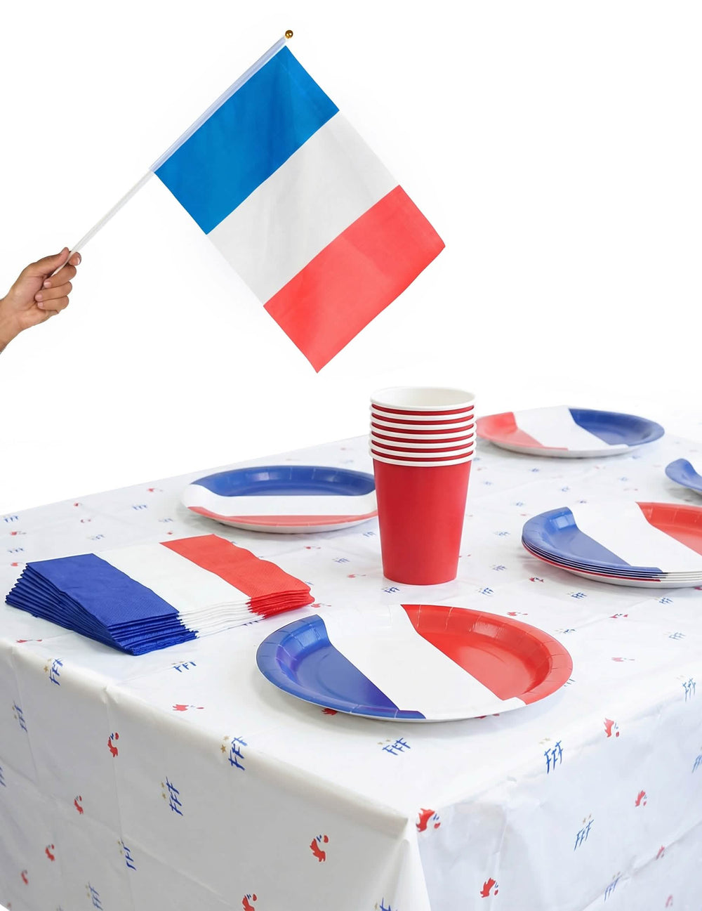 Conjunto de decoração de mesa adepto frança para adeptos azul branco vermelho