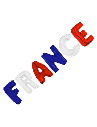Ballons en aluminium formant le mot France du set décoration salle supporter France