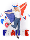 Set décoration salle supporter France pour adulte bleu blanc rouge avec drapeau et ballons