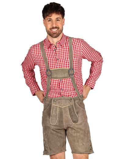 Calções bávaros tradicionais cinzentos premium para homem