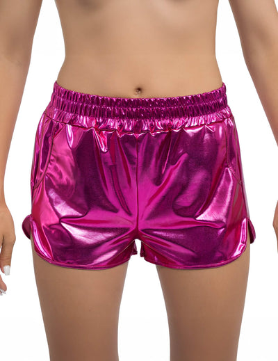 Calções metalizados rosa para mulher
