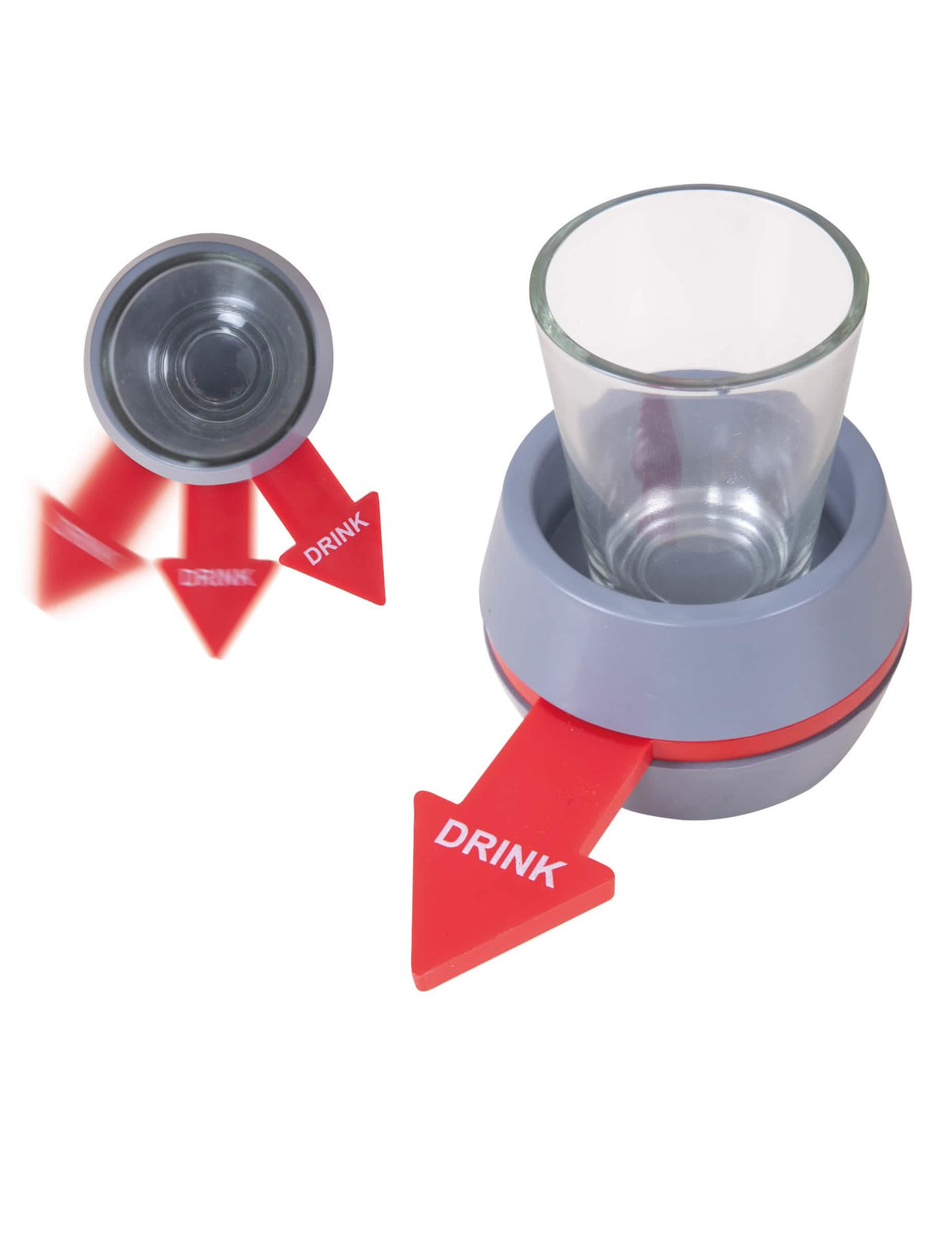 Roleta de shot para adulto cinzento e vermelho com seta Drink
