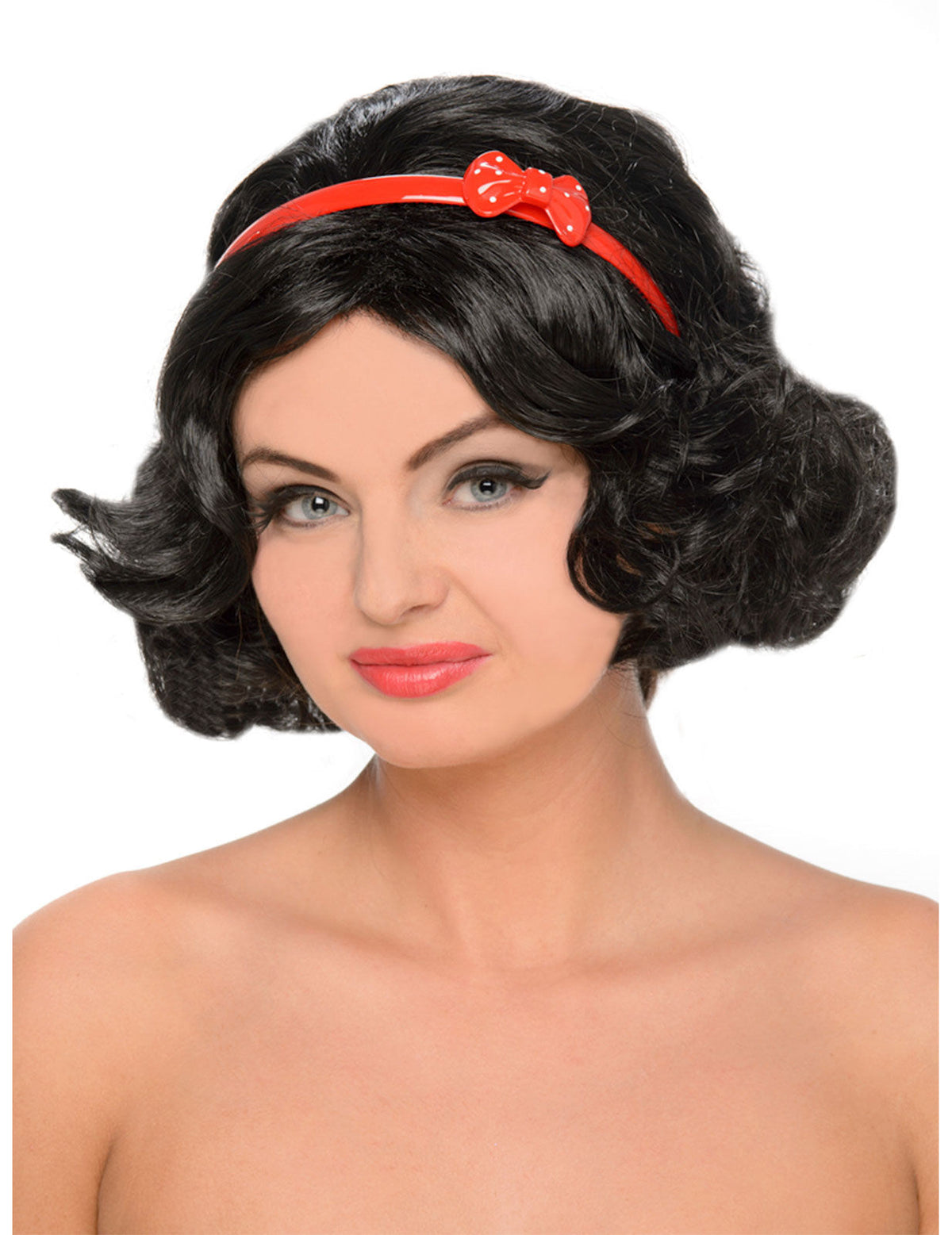 Perruque de conte de fées pour femme noire avec serre-tête rouge