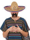 Sombrero mexicain pour adulte en paille avec bordure bleue et rose