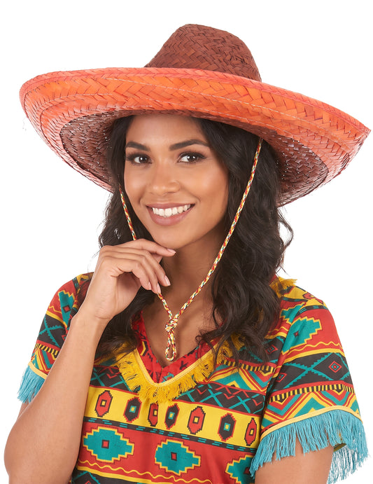 Sombrero mexicano cor de laranja adulto