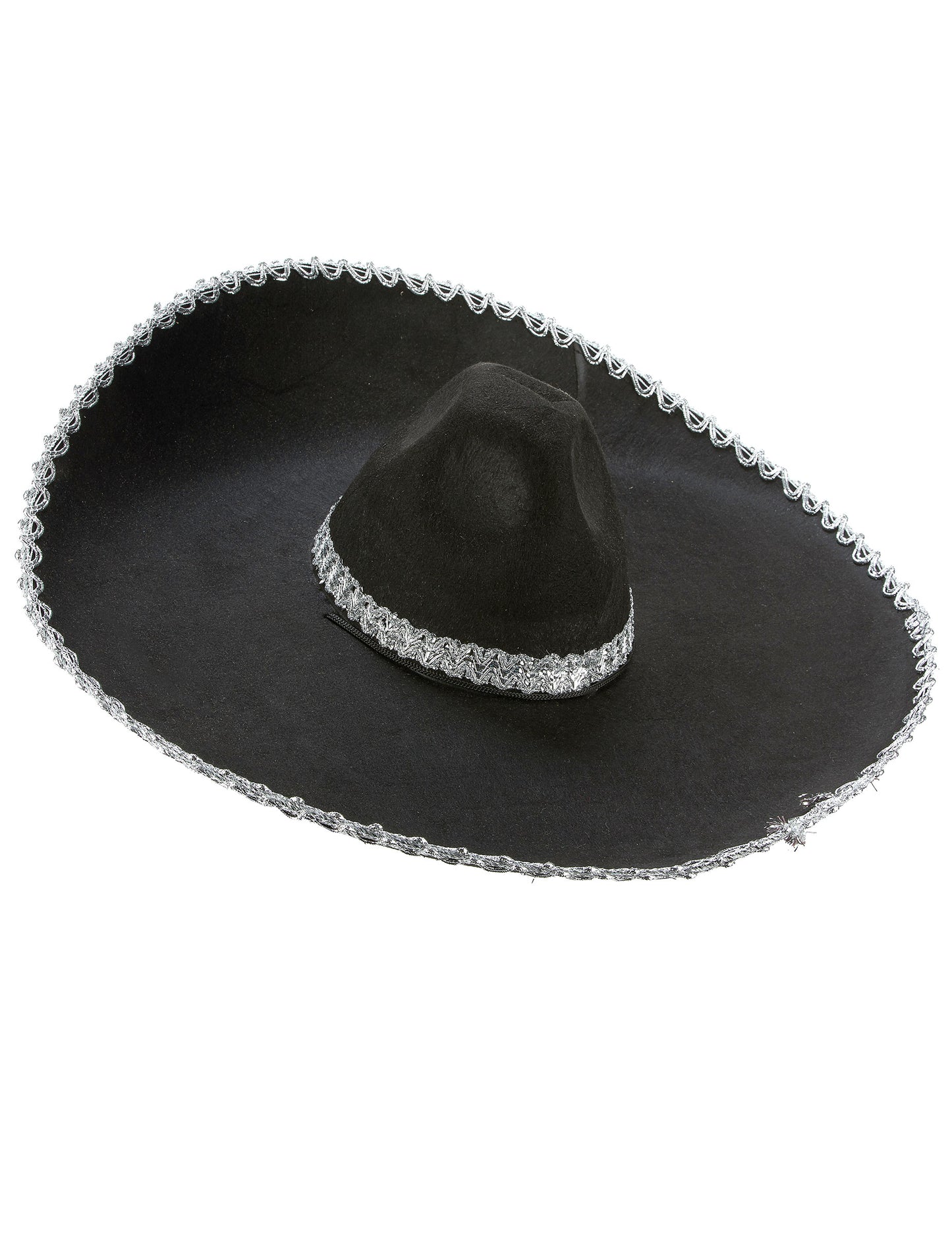 Sombrero preto com os bordos prateados adulto