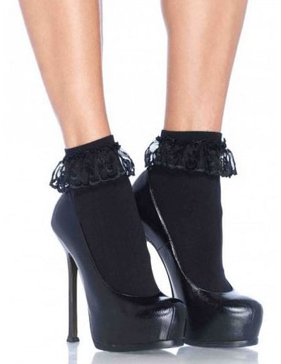 Socquettes avec dentelle pour femme noires
