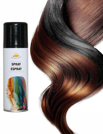 Détail du rendu de la couleur noire sur une mèche du Spray pour cheveux couleurs