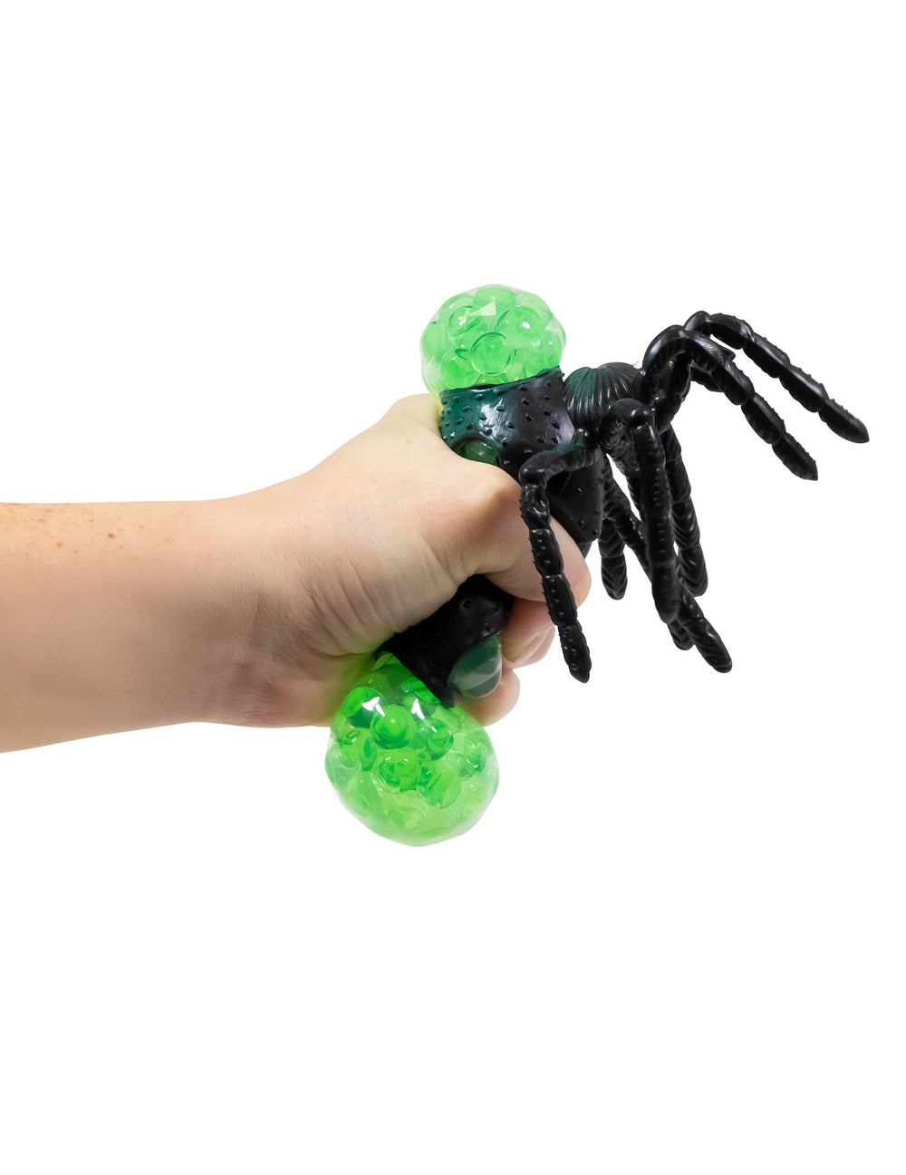 Détail de l'effet malléable de la balle araignée à billes souple
