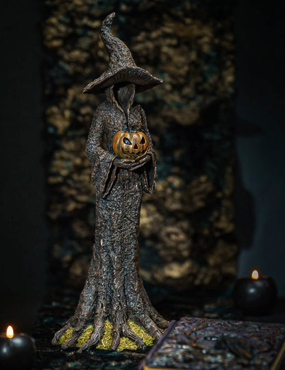 Estátua decorativa em resina de bruxa da floresta 17 x 12,5 x 40,5 cm