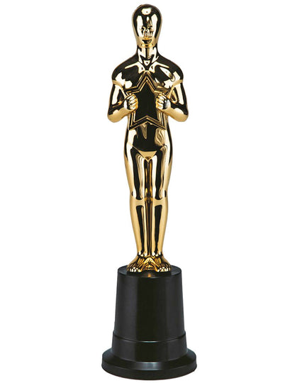 Statuette récompense cinéma dorée avec étoile et socle noir