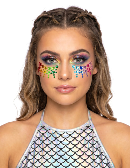Strass adesivos em forma de corações arco-íris