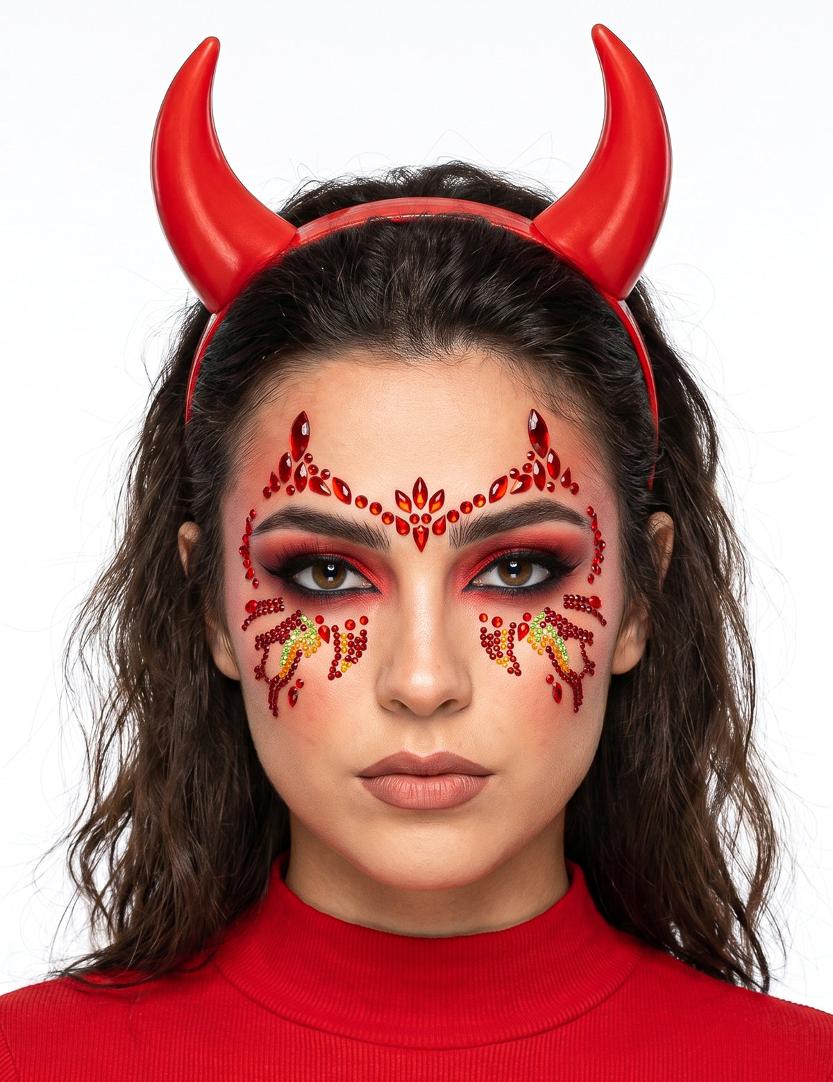 Adesivos de strass com diabos em chamas