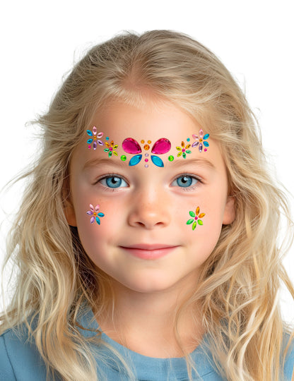Adesivos strass borboleta e flores
