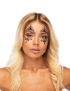 Strass adhésifs pour visage arlequine du mal pour femme noir et rouge
