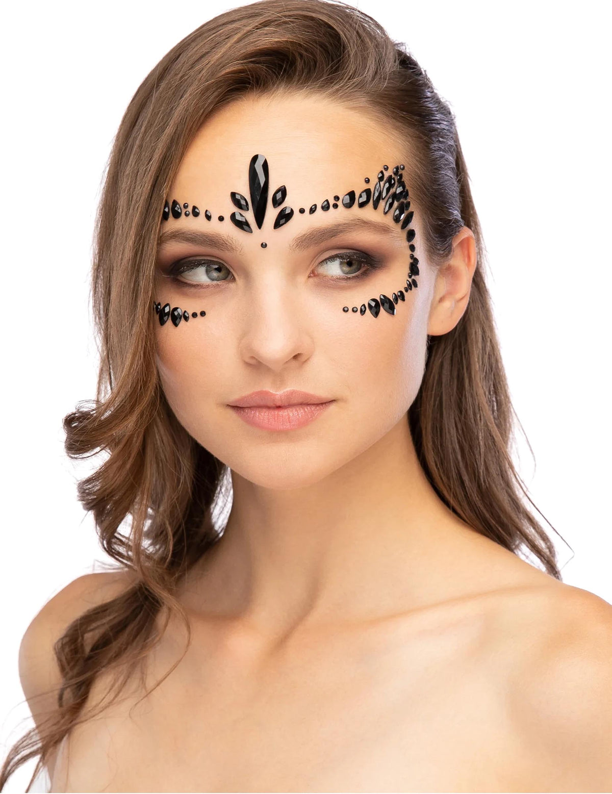 Strass adhésifs pour visage chat noir pour femme noirs