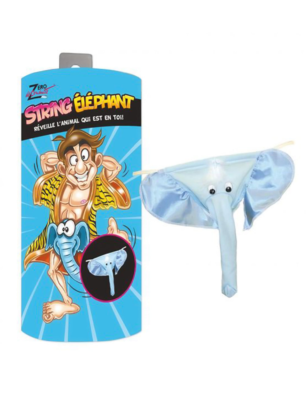 String coquin éléphant pour adulte bleu clair avec trompe