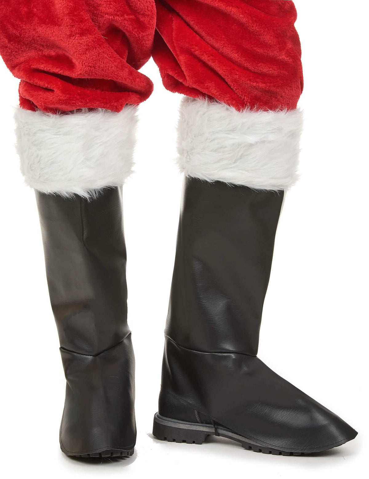 Sobrebotas de luxo de pai natal para adulto pretas com pele sintética