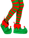 Sur-chaussures de lutin de Noël pour adulte vertes et rouges avec grelots
