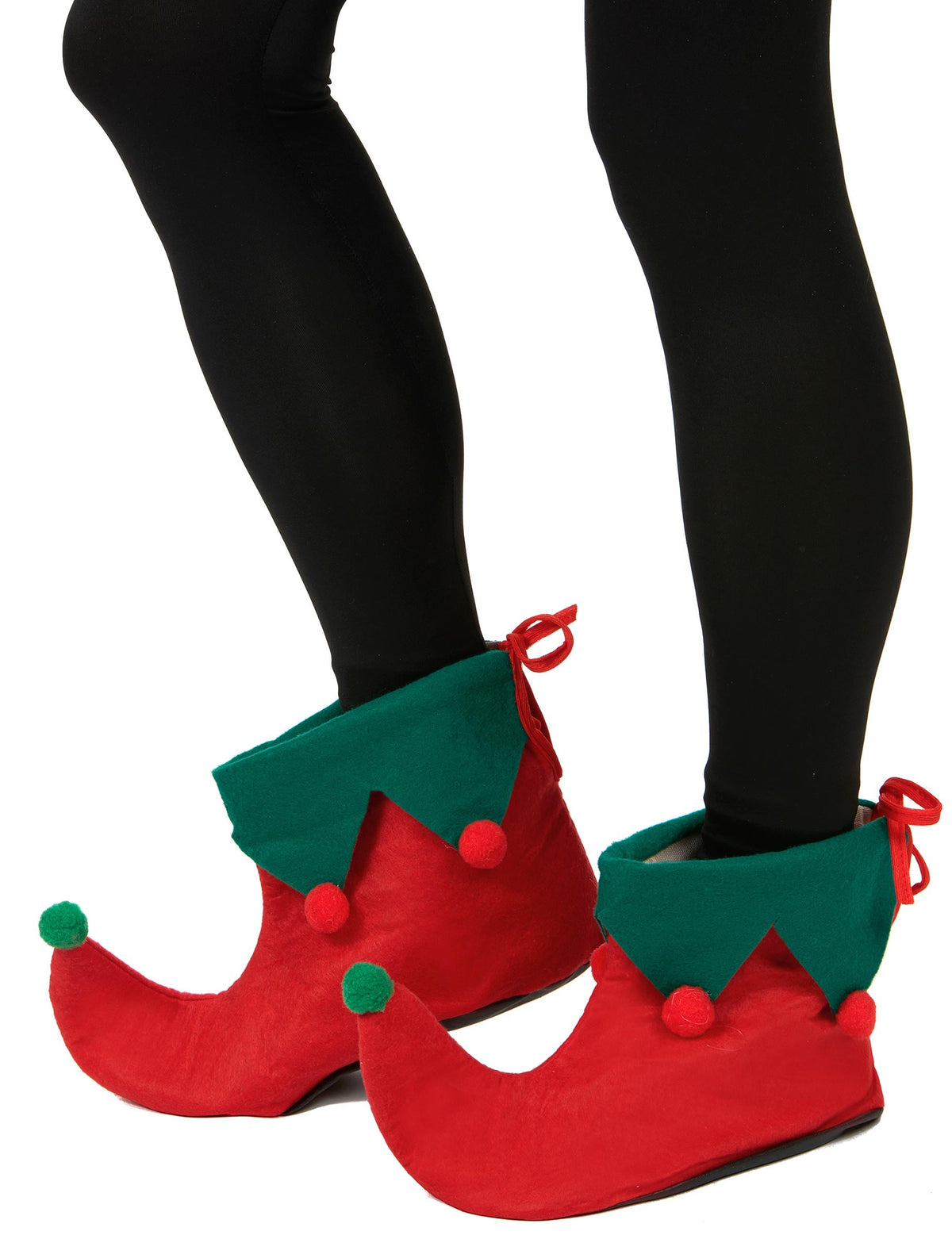 Sur-chaussures elfe avec pompons pour adulte rouge et vert