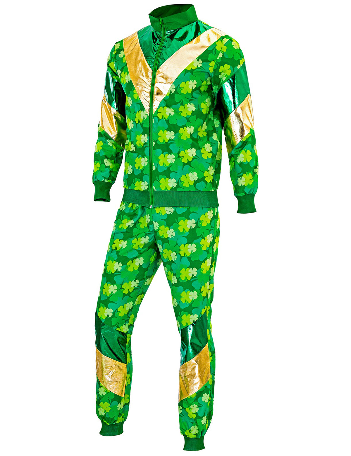 Vue de profil du survêtement à trèfles Saint Patrick pour adulte