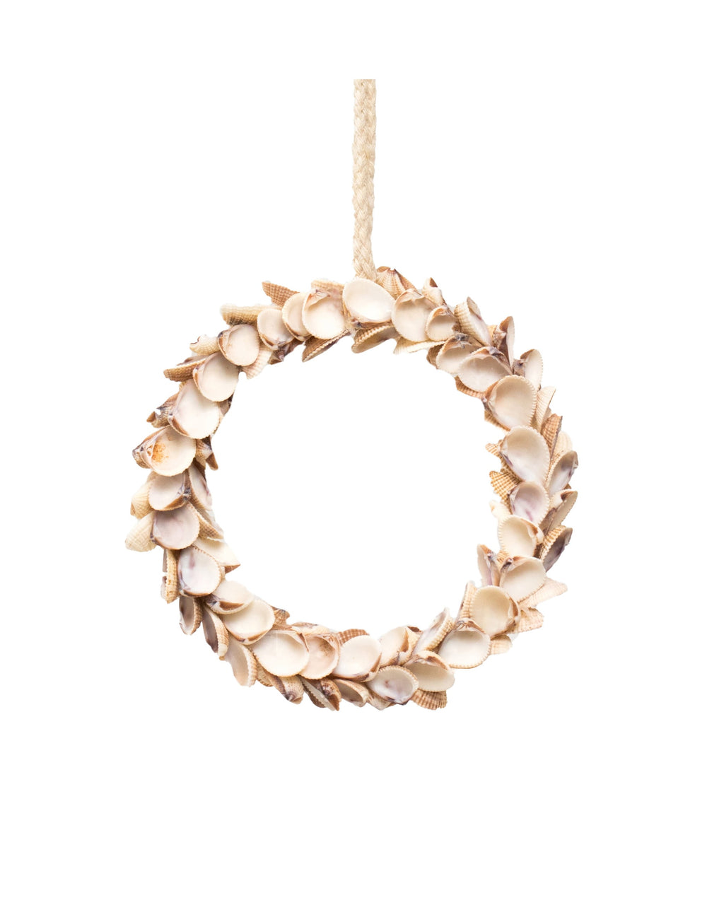 Suspension couronne de coquillages pour décoration marine blancs