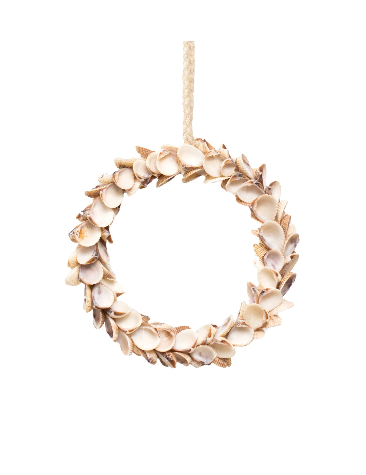 Suspension couronne de coquillages pour décoration marine blancs