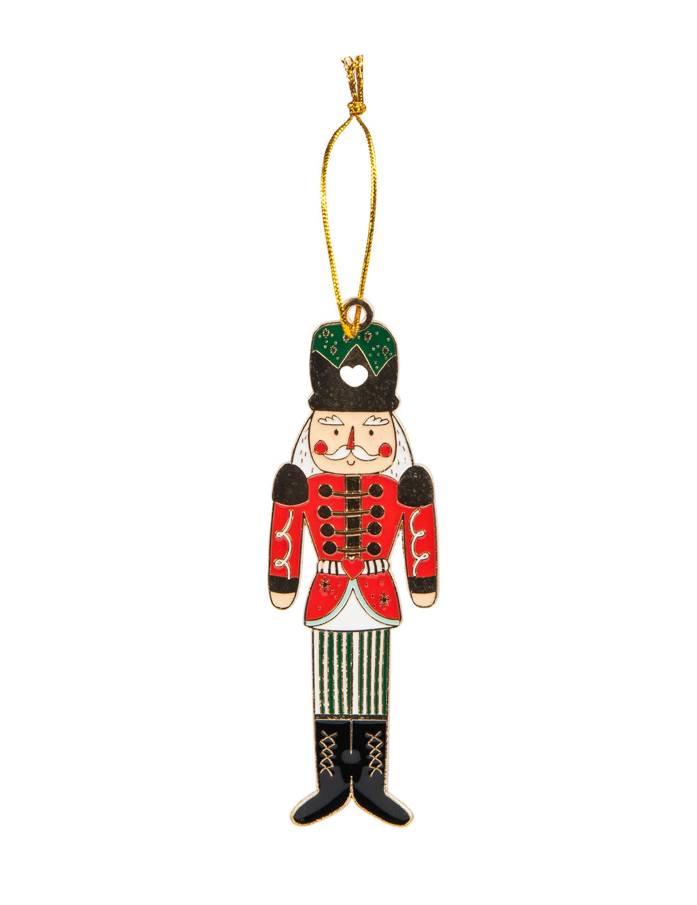 Suspension en métal casse noisette traditionnel soldat pour Noël rouge et vert
