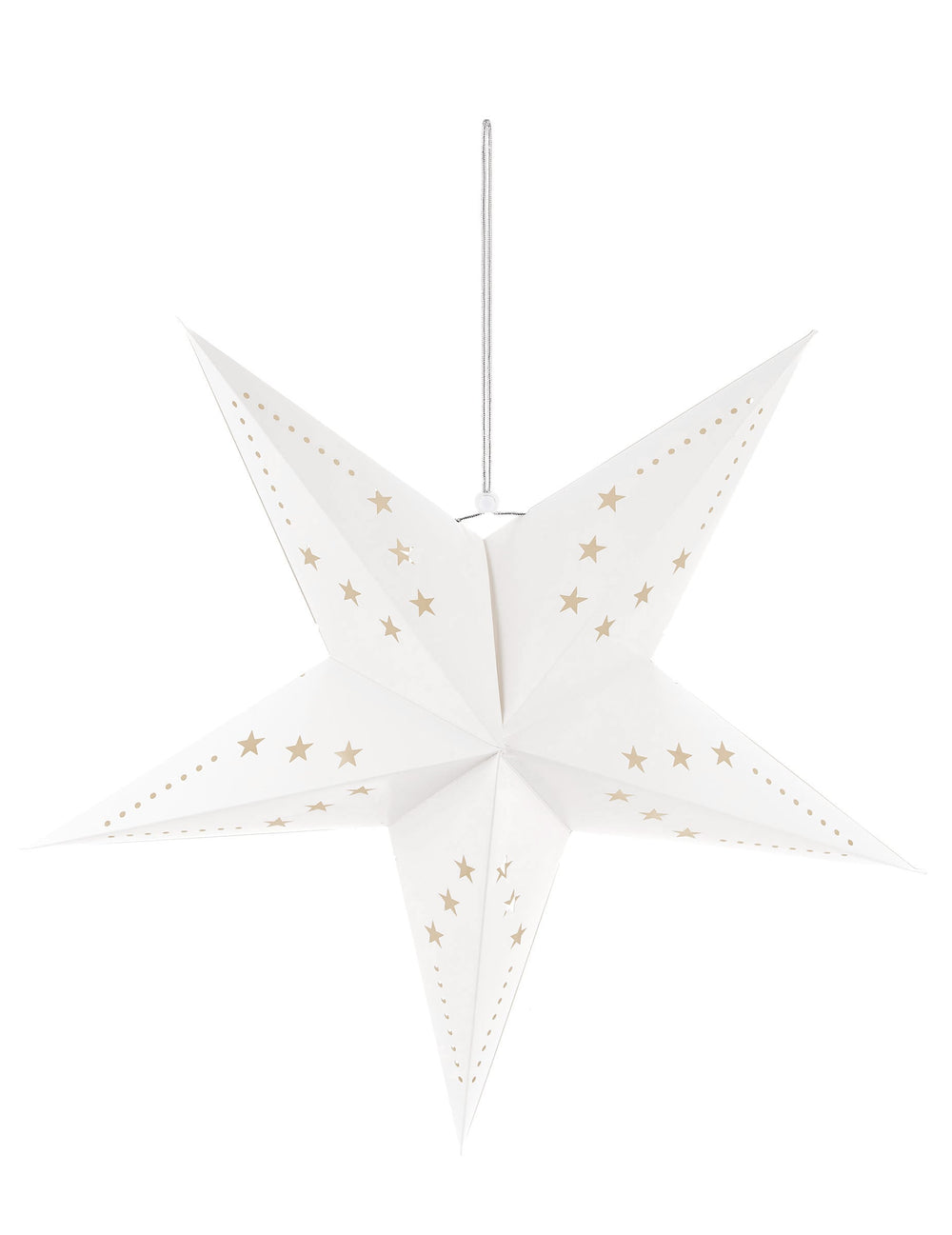 Suspension étoile pour décoration de fête blanche avec motifs dorés