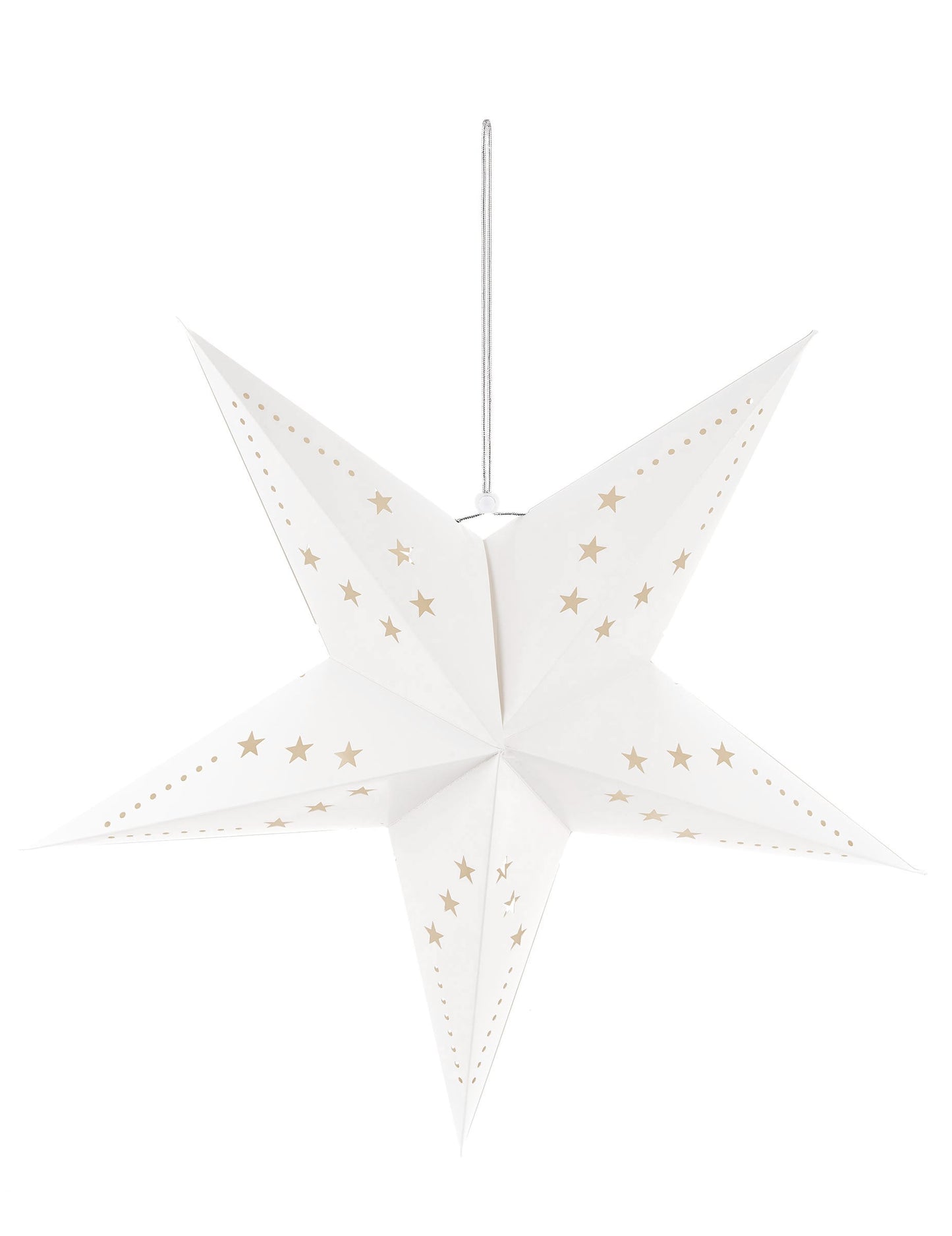 Suspension étoile pour décoration de fête blanche avec motifs dorés