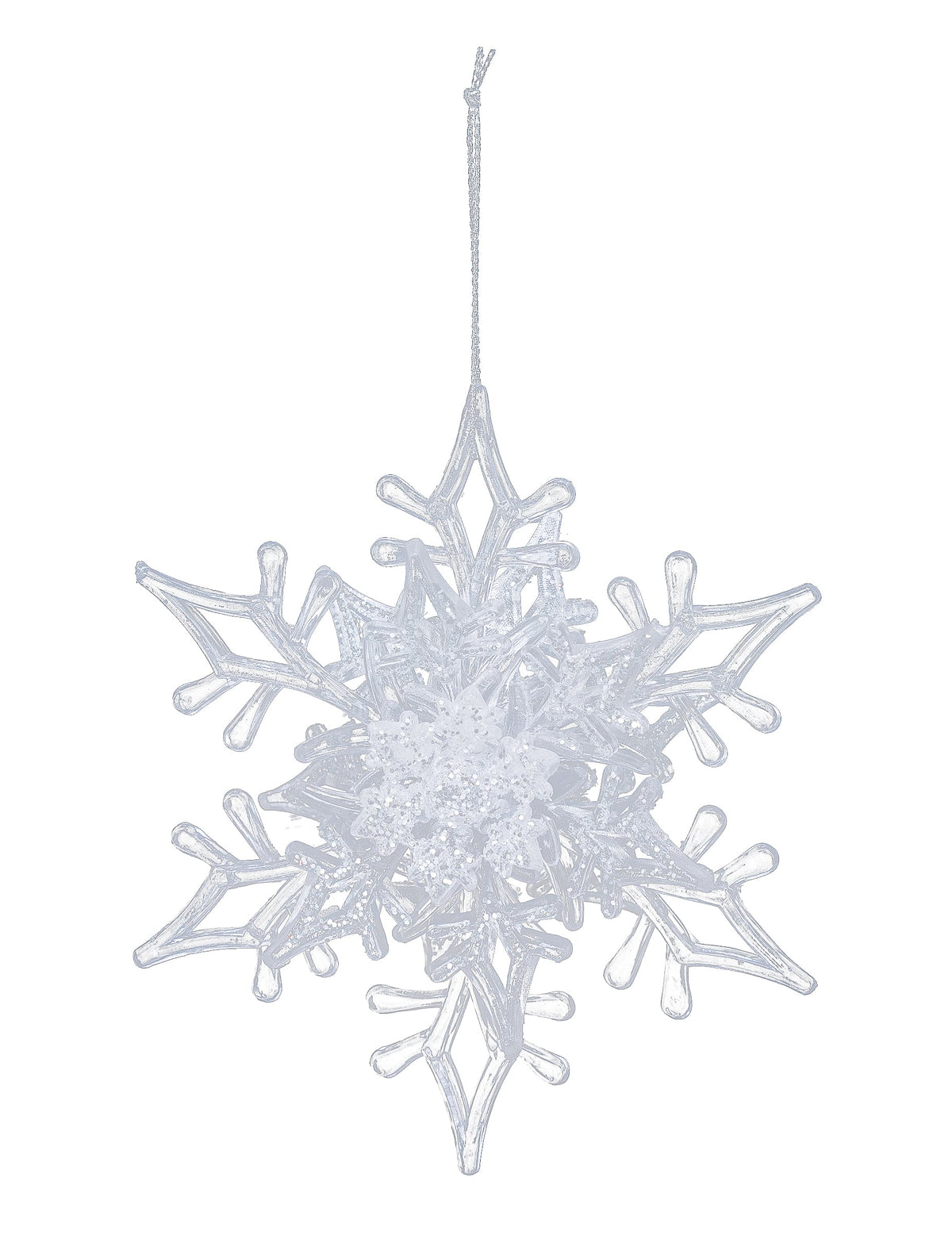 Vue de face de la suspension flocon pailleté pour sapin