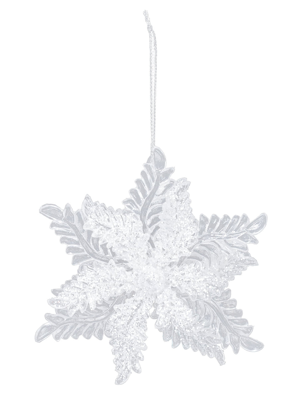 Suspension flocon pailleté pour sapin blanche