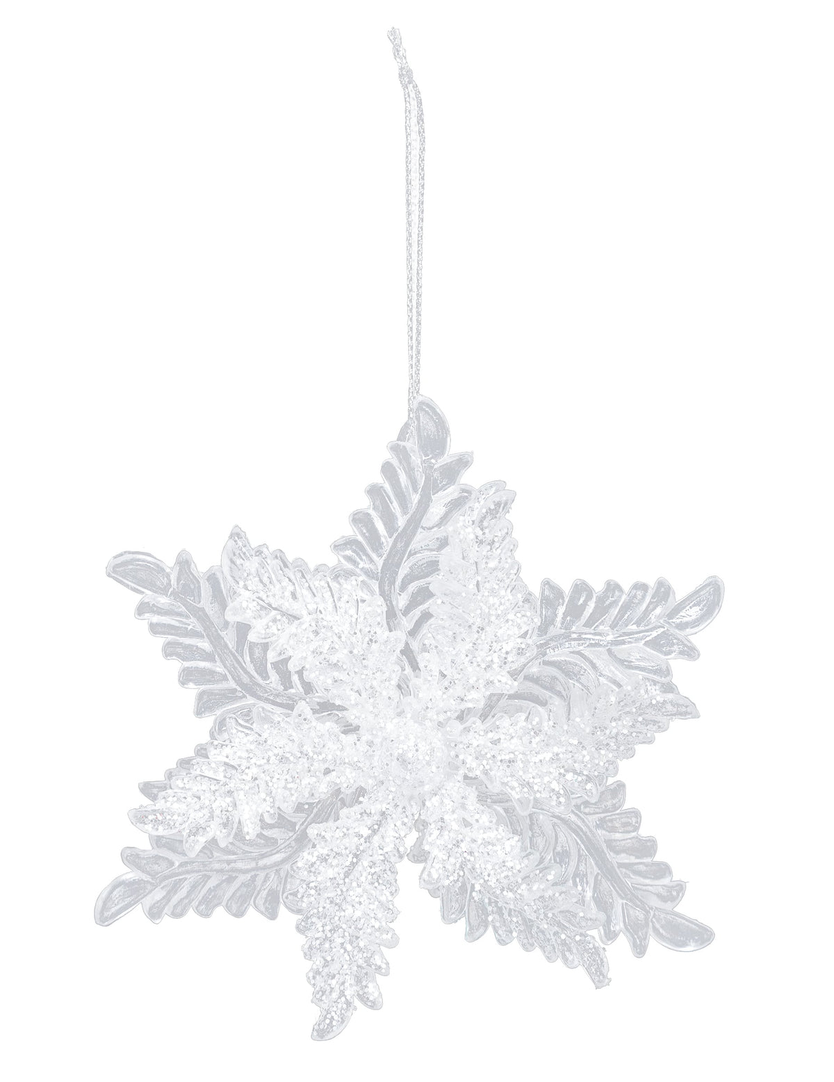 Suspension flocon pailleté pour sapin blanche