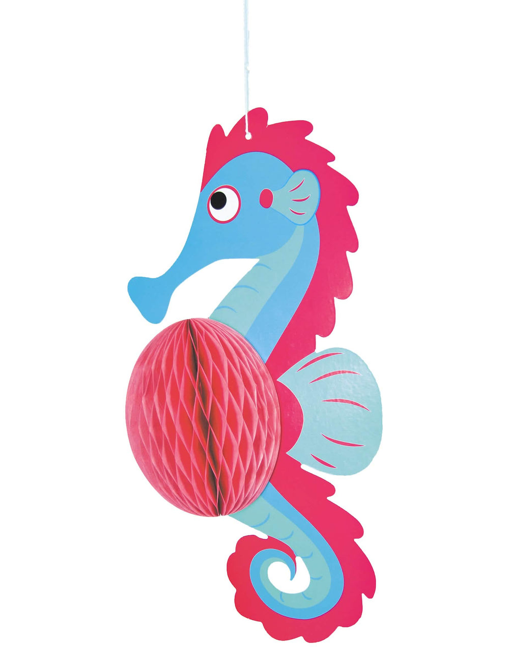 Suspensão alveolada cavalo-marinho para decoração de aniversário sereias azul e cor de rosa