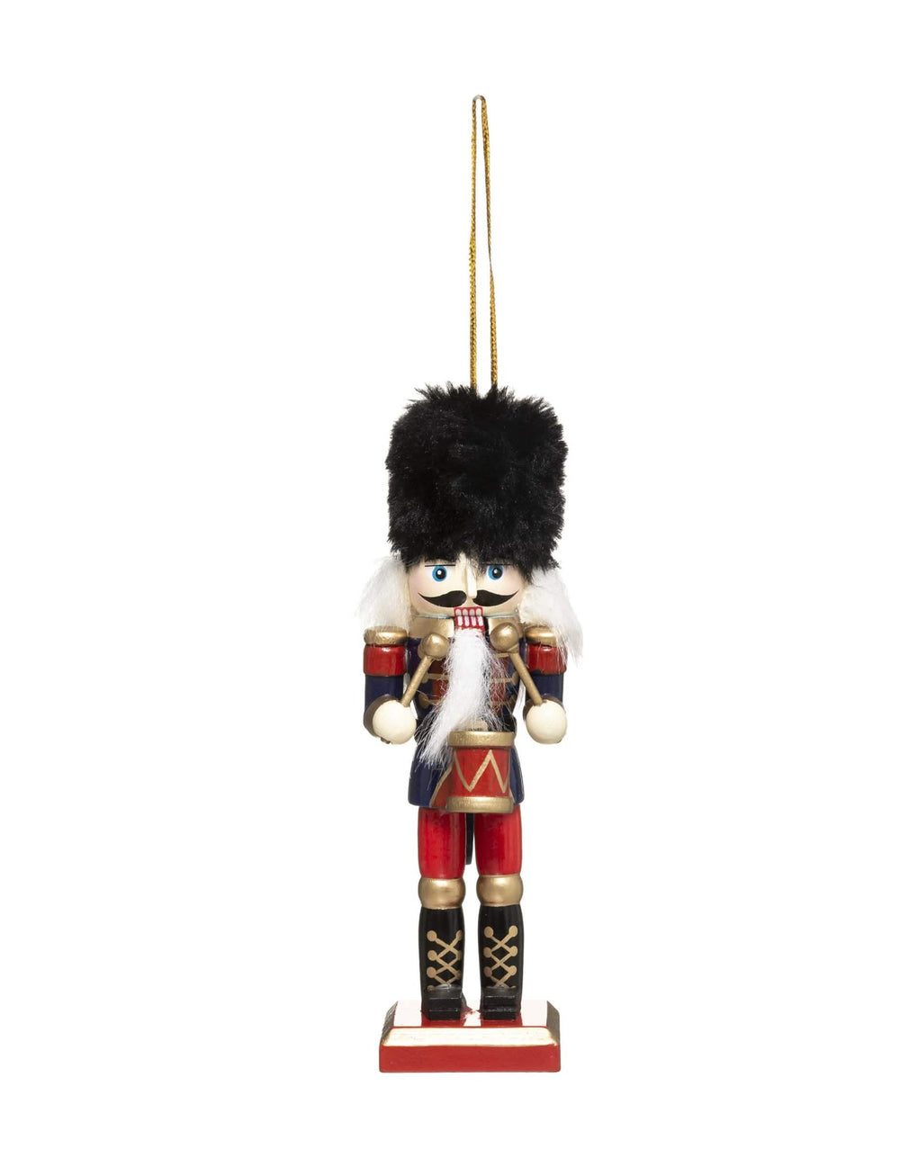 Suspensão quebra-nozes em madeira soldado tradicional para natal azul vermelho e dourado com tambor