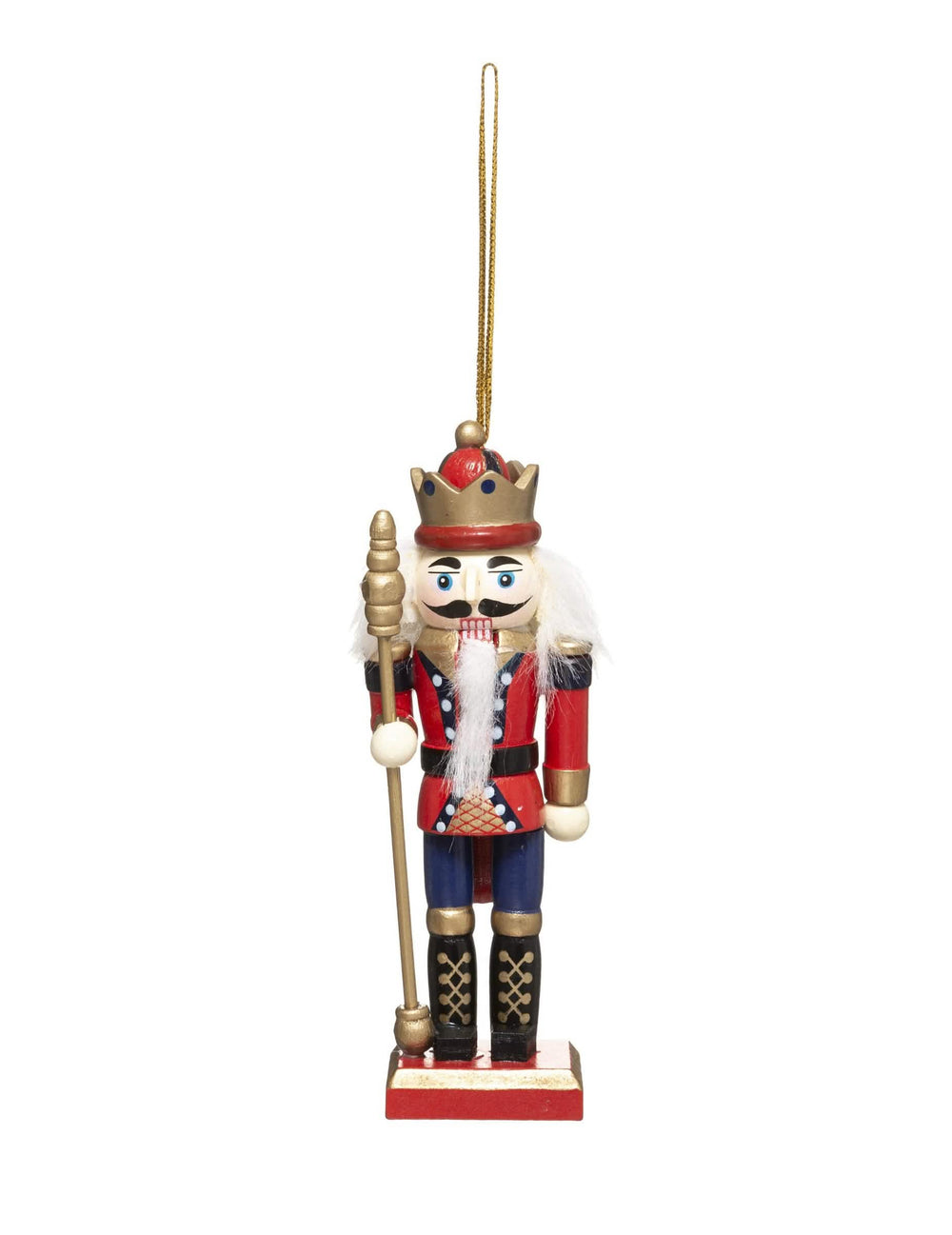 Detalhe do cetro dourado da suspensão quebra-nozes em madeira soldado tradicional