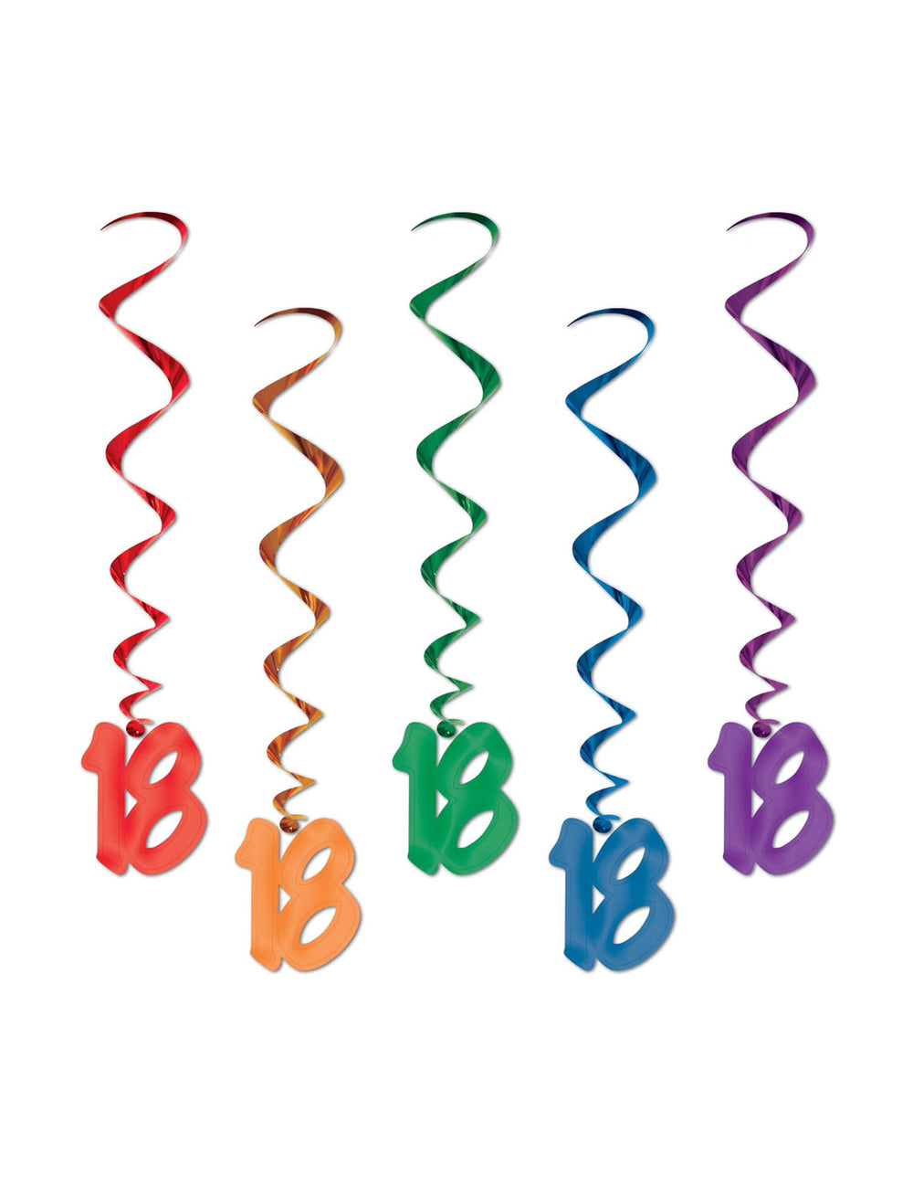 5 Suspensões em espiral 18 anos para aniversário multicoloridas
