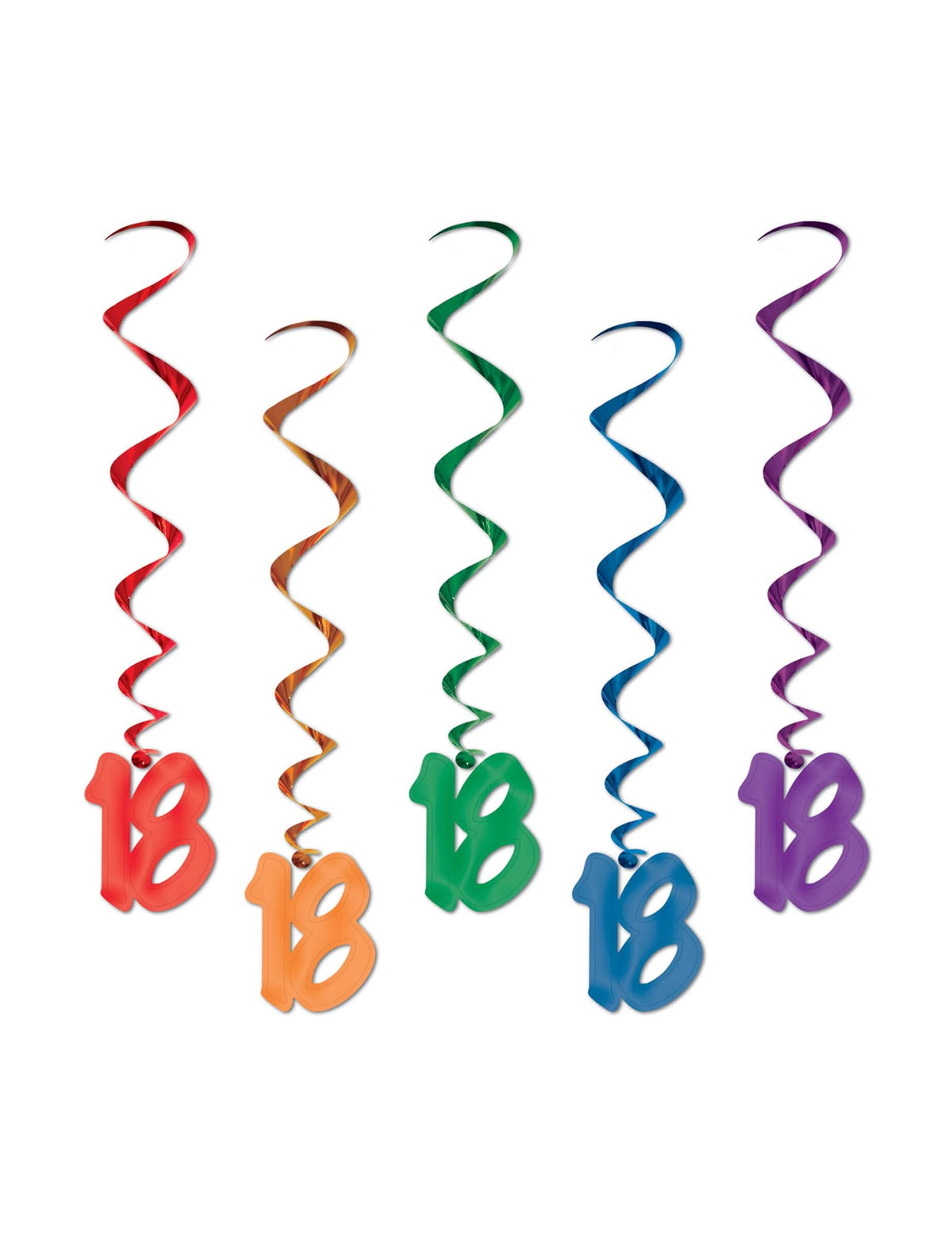 5 Suspensões em espiral 18 anos para aniversário multicoloridas