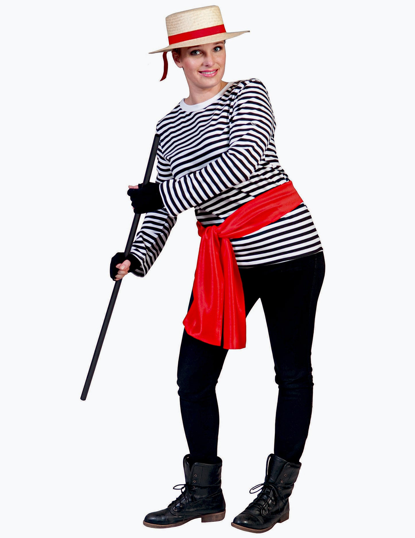 Accessoire bâton noir du t-shirt à manches longues mime pour adulte