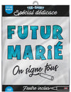T-shirt Enterrement de vie de garçon pour homme blanc et bleu pailleté