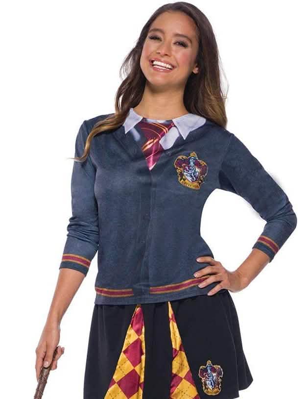 T-shirt Gryffondor Harry Potter™ para mulher cinzento com motivo de gravata e escudo