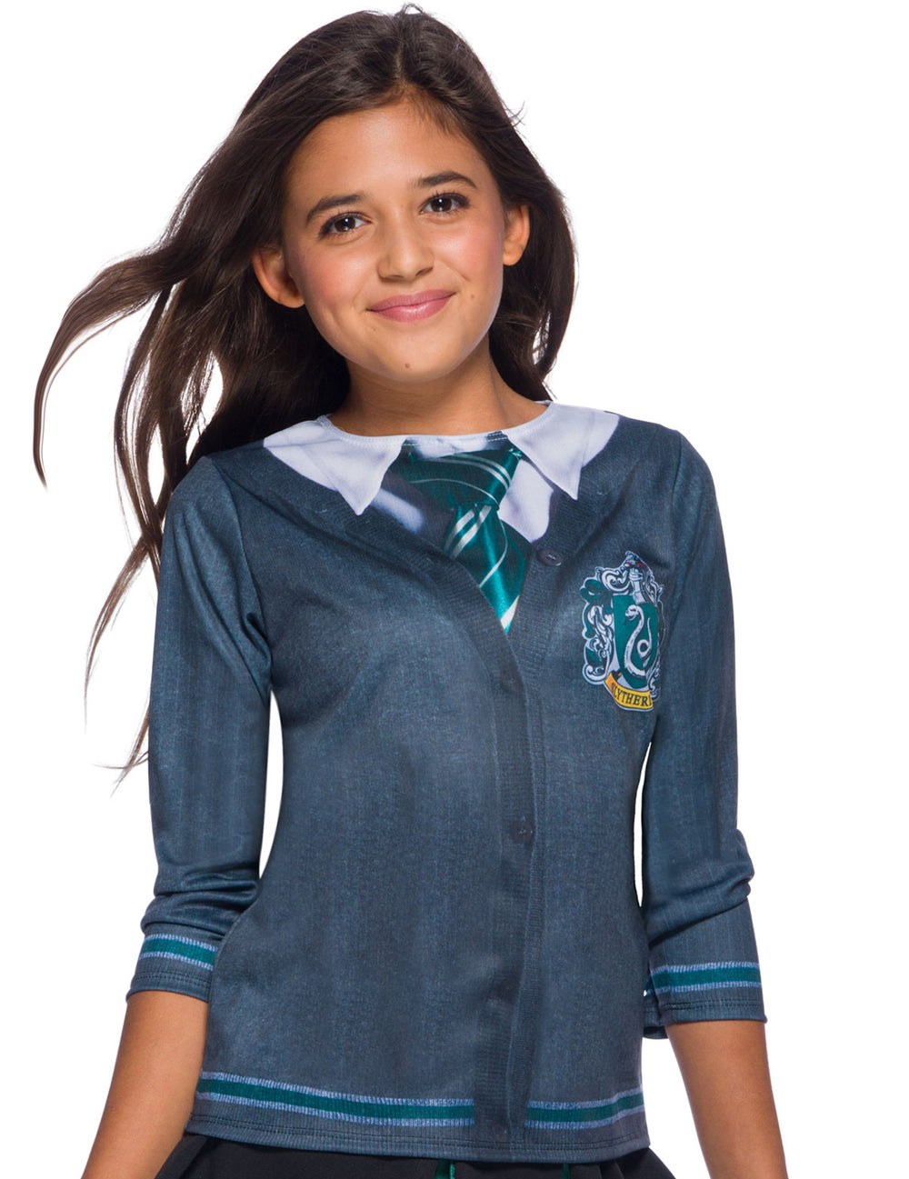 T-shirt imprimé Serpentard Harry Potter pour enfant gris avec cravate verte